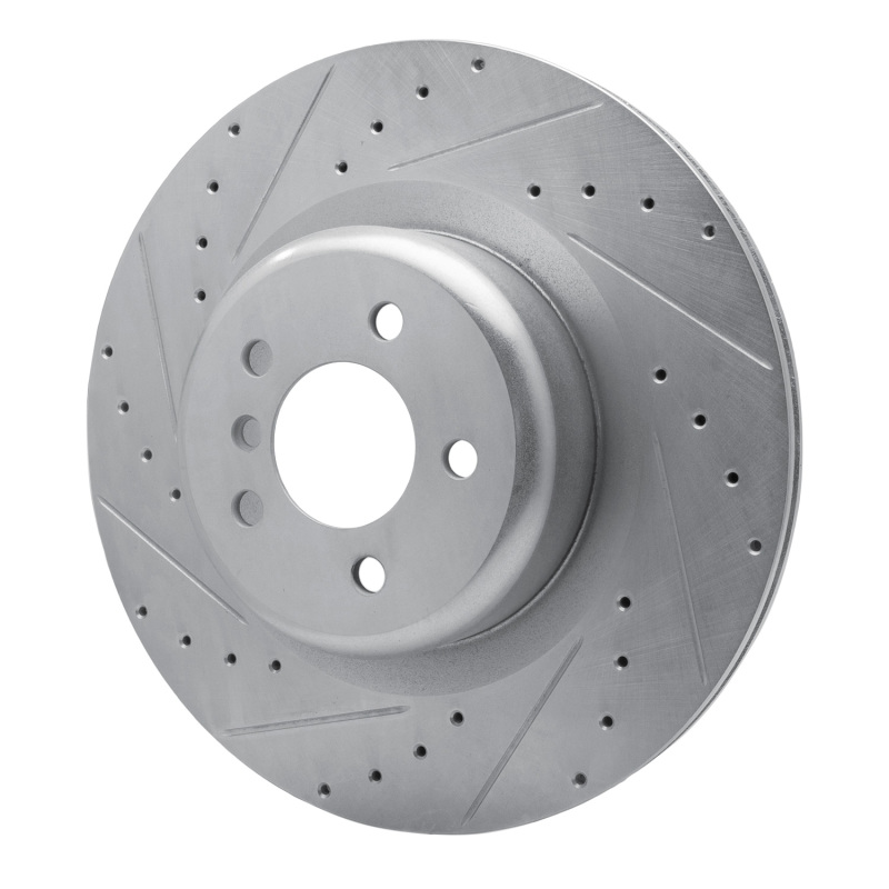 BMW X5 Brake Rotor (1) - Rear Left - R1 Concepts - Drilled & Slotted - Silver - `10-`14